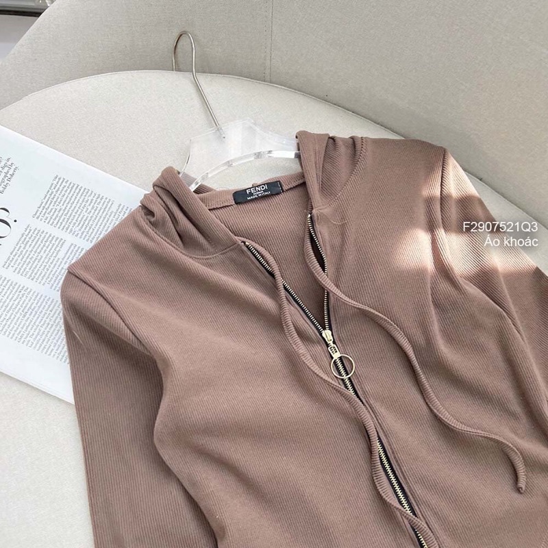 Áo khoác thun tăm nhung nón dài tay gắn tem vạt bầu Khoá kéo ĐẸP s TT2907