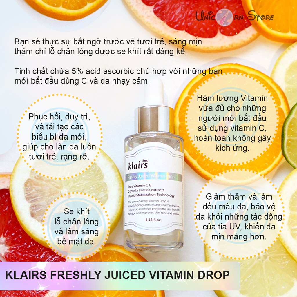 Klairs Freshly Juiced Vitamin Drop Tinh chất Vitamin C cho da nhạy cảm