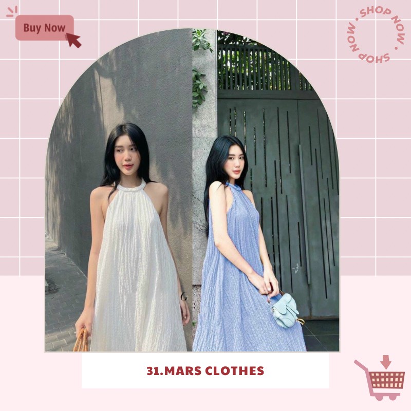Đầm váy suông cổ yếm chất xốp thướt tha lên form cực chuẩn thiết kế Quảng Châu phong cách sang chảnh thích hợp