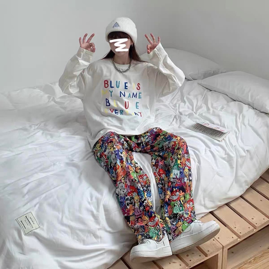 Quần Jogger Ống Rộng Unisex họa tiết cartoon hoạt hình dễ thương MS01 - THE F BRAND