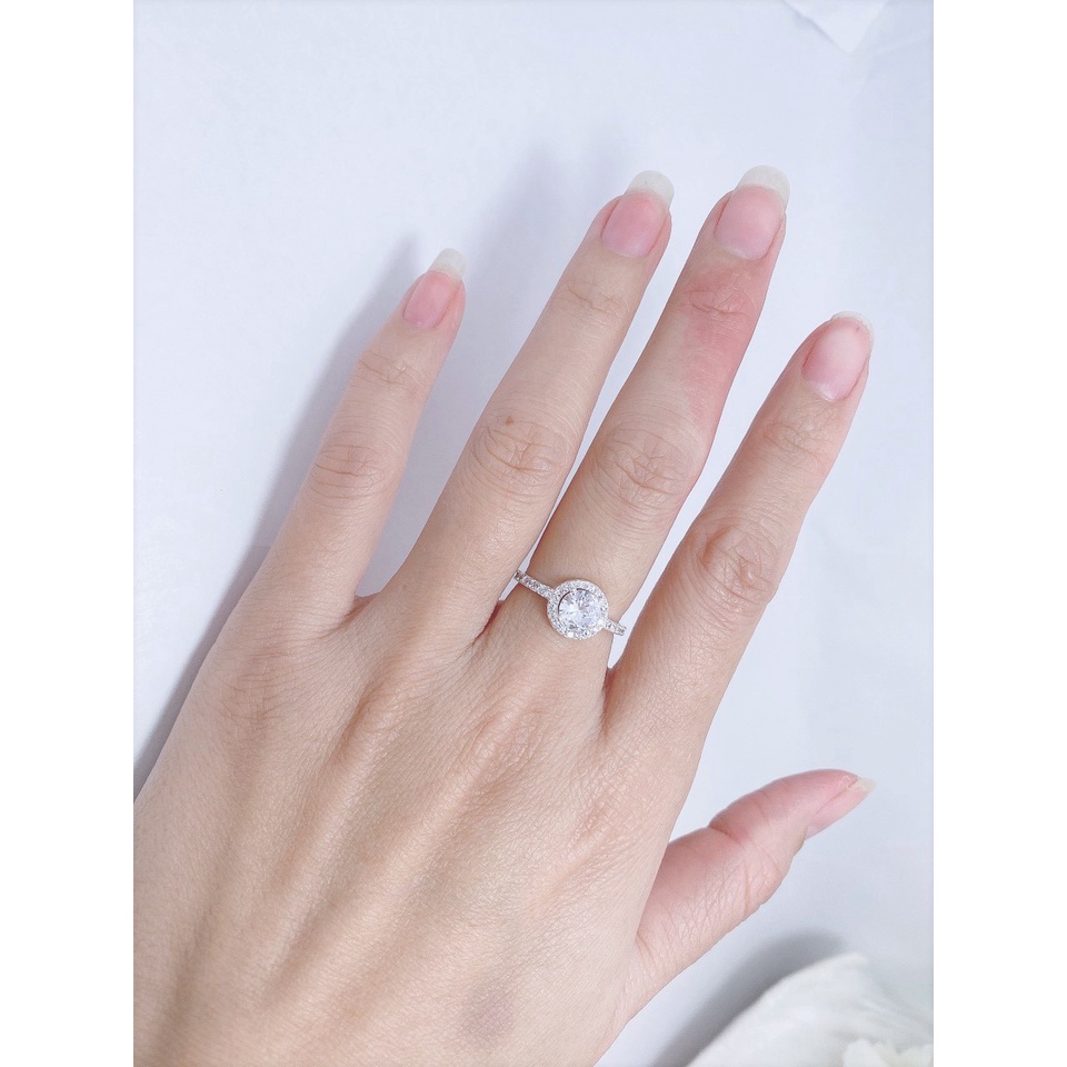 Nhẫn nữ bạc ta đính đá tròn li to, kiểu dáng sang trọng quý phái - Trang sức bạc Evasilver