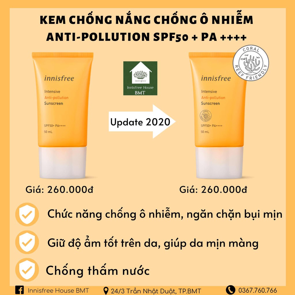 Kem Chống Nắng Innisfree Perfect UV Protection Cream Anti Pollution SPF 50+ PA++++