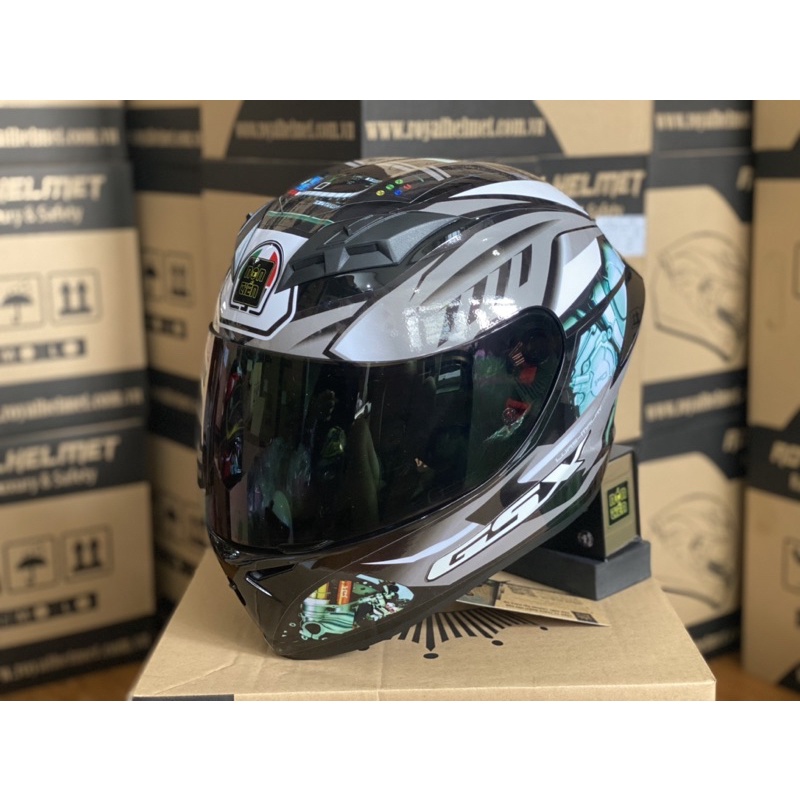 MŨ FULLFACE 2 KÍNH M266 ĐEN BÓNG LÊN TEM HÃNG XE XÁM BẠC CỰC ĐẸP, MUA 1 NÓN TẶNG 1 Quà, BH 12 tháng