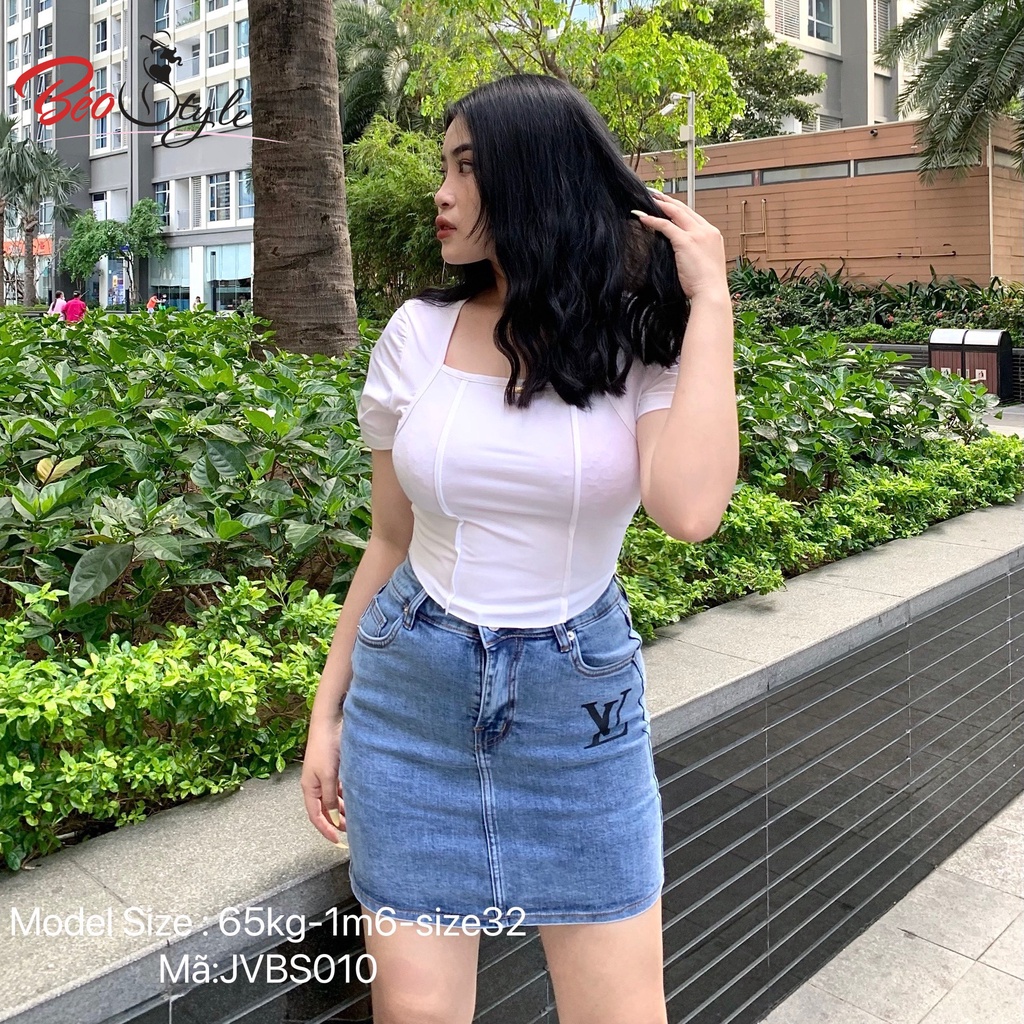 Chân váy jean BIGSIZE co giãn tốt ( có lót quần) cho nàng béo từ 50 - 85kg JVBS010 | BigBuy360 - bigbuy360.vn