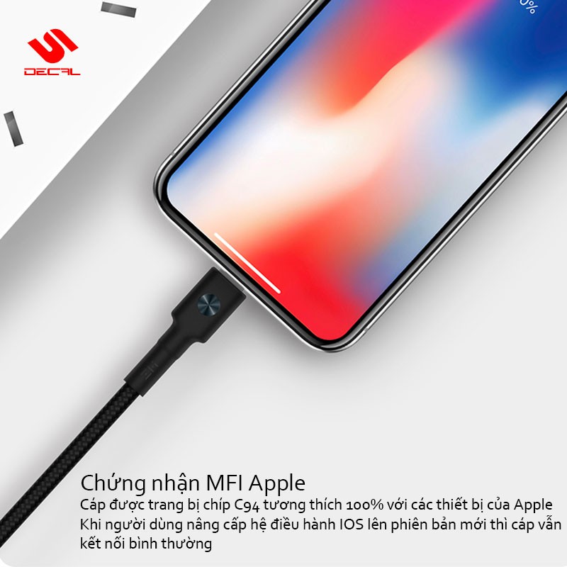 Cáp sạc nhanh PD USB - C to Lightning siêu bền ZMI, Chứng nhận MFi (1m/1.5m)