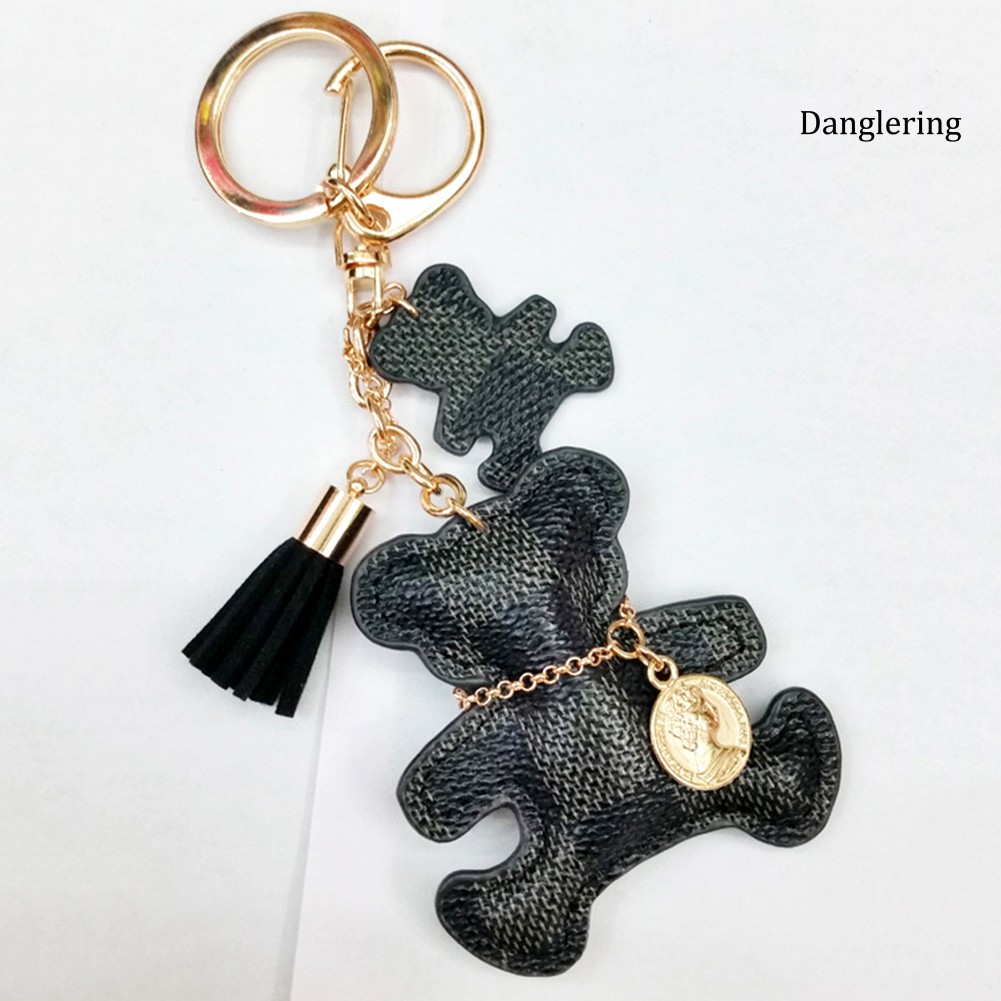 Móc khóa dây tua rua có mặt phụ kiện hình gấu dễ thương