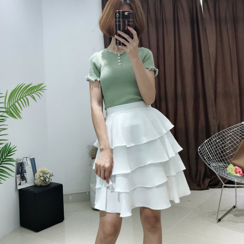 Áo thun sọc gân tay ngắn ôm dáng thời trang cho nữ