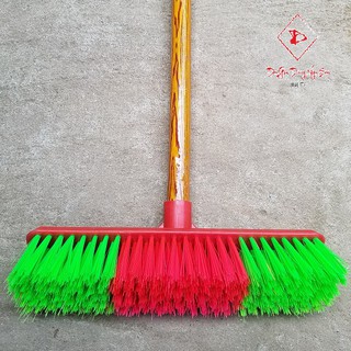 Chổi nhựa chà sàn sợi cước dùng chà sân chà nhà tắm loại cán gỗ, cán inox