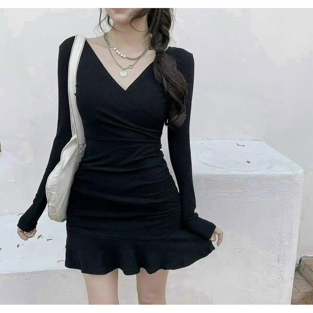 Có BIGSIZE - Đầm body thun gân kiểu Hàn quốc xinh xắn DABS028 | BigBuy360 - bigbuy360.vn