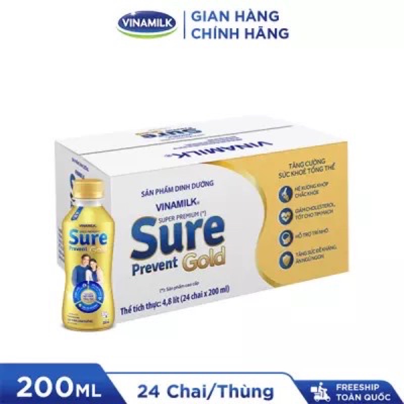 DATE MỚI- Thùng 24 Chai SBPS VINAMILK SURE PREVENT GOLD 200ML