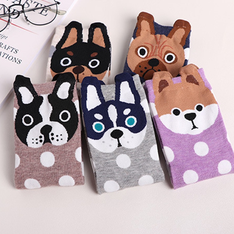Vớ Cotton Thoáng Khí In Họa Tiết Chú Chó Hoạt Hình 3D Phong Cách Harajuku Cho Nam Và Nữ