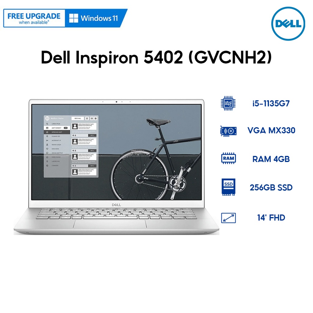 Laptop Dell Inspiron 5402 (GVCNH2) (i5-1135G7 | 4GB | 256GB | VGA MX330 2GB | 14' FHD | Win 10)