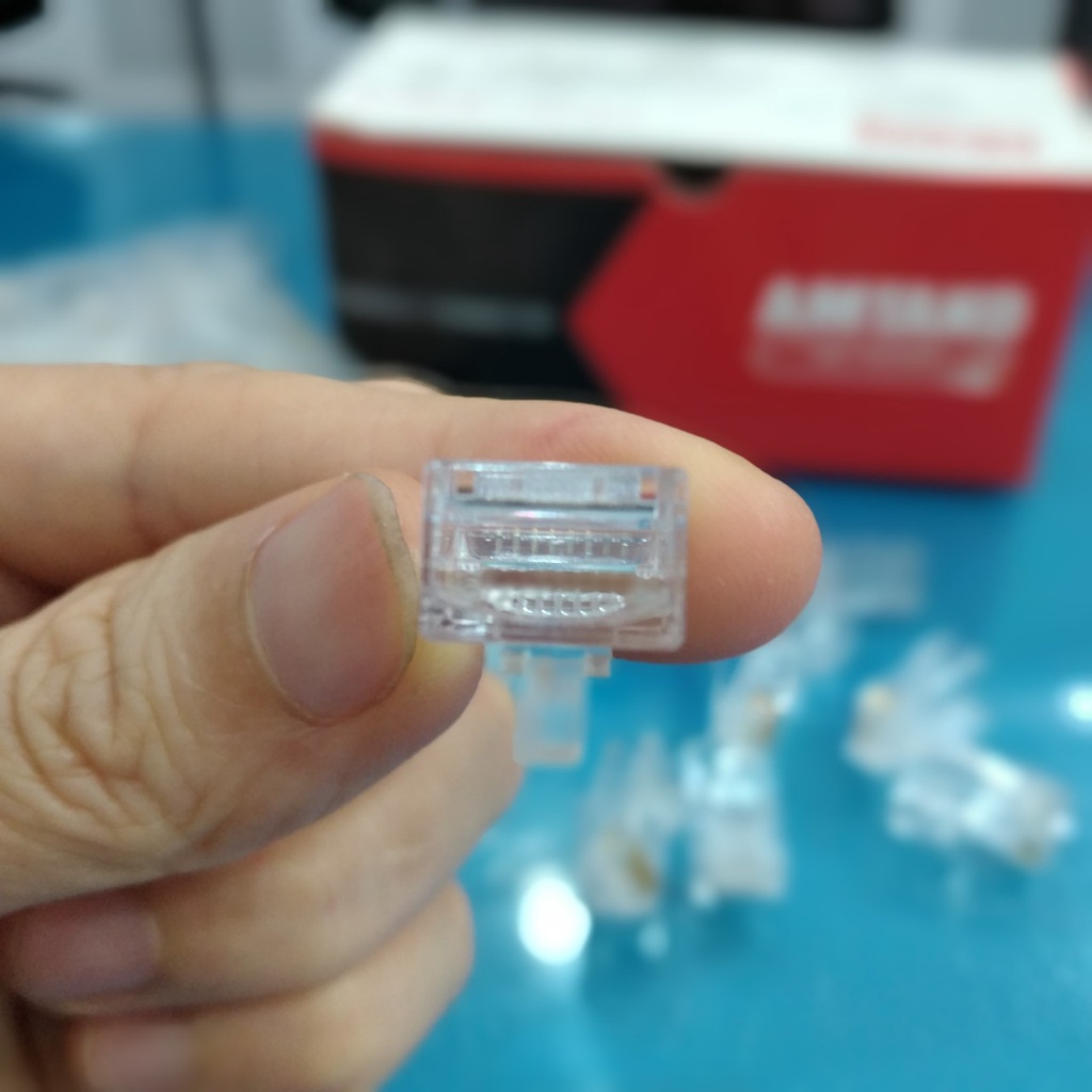 Đầu bấm mạng/ hạt mạng CAT6 RJ45  dùng bấm đầu cáp UTP lẫn SFTP Cat6e, cat6, cat5e, cat5 chính hãng