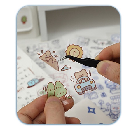 Set 10 tấm sticker cute chiết ngẫu nhiên từ hộp 100 sticker - Gấu Nice day