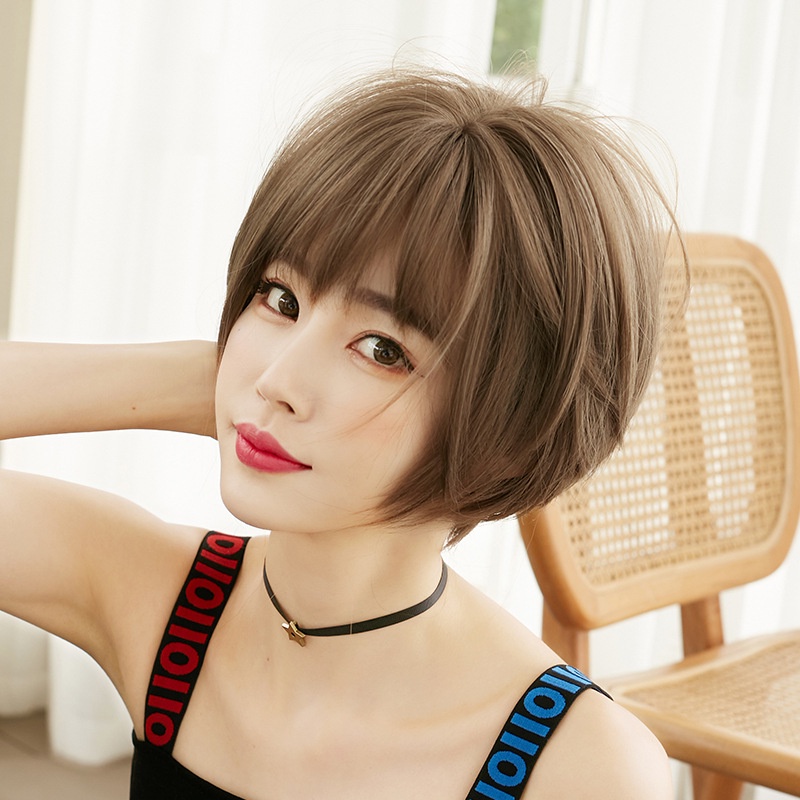 Bộ Tóc Giả Ngắn Mái Ngang Kèm Mái Bằng Tóc Giả Thời Trang Cho Nữ