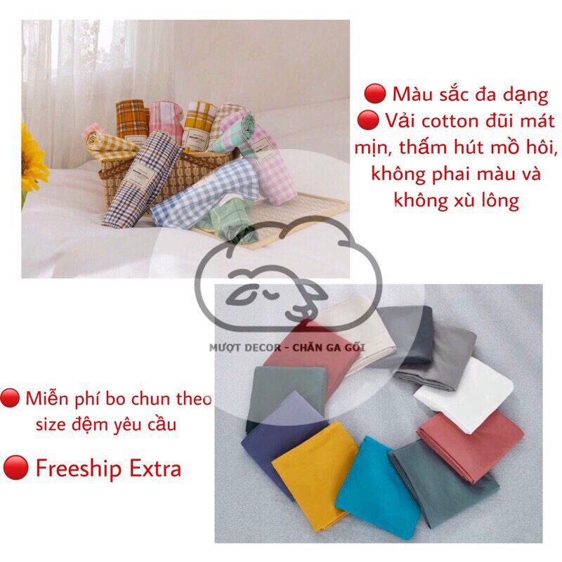 Bộ Ga Gối ❤️ cotton tici đủ size ga giường cotton đũi trơn basic nhập khẩu phong cách hàn quốc Mượt Decor