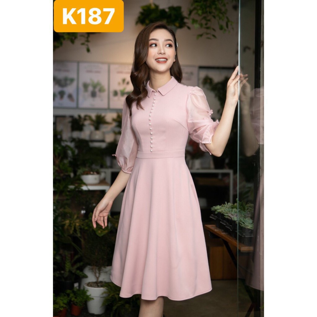 ĐẦM XÒE CỔ ĐỨC K187 - TIIN STORE (Hàng may thiết kế ,ảnh thật shop tự chụp)