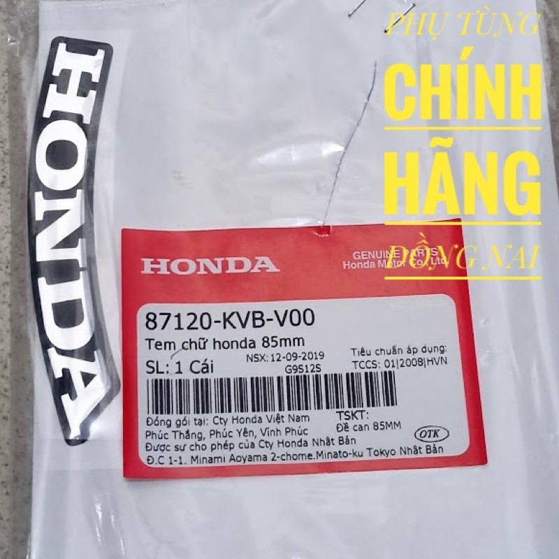 TEM CHỮ “HONDA” 85mm-100mm NỔI ZIN CHÍNH HÃNG HONDA