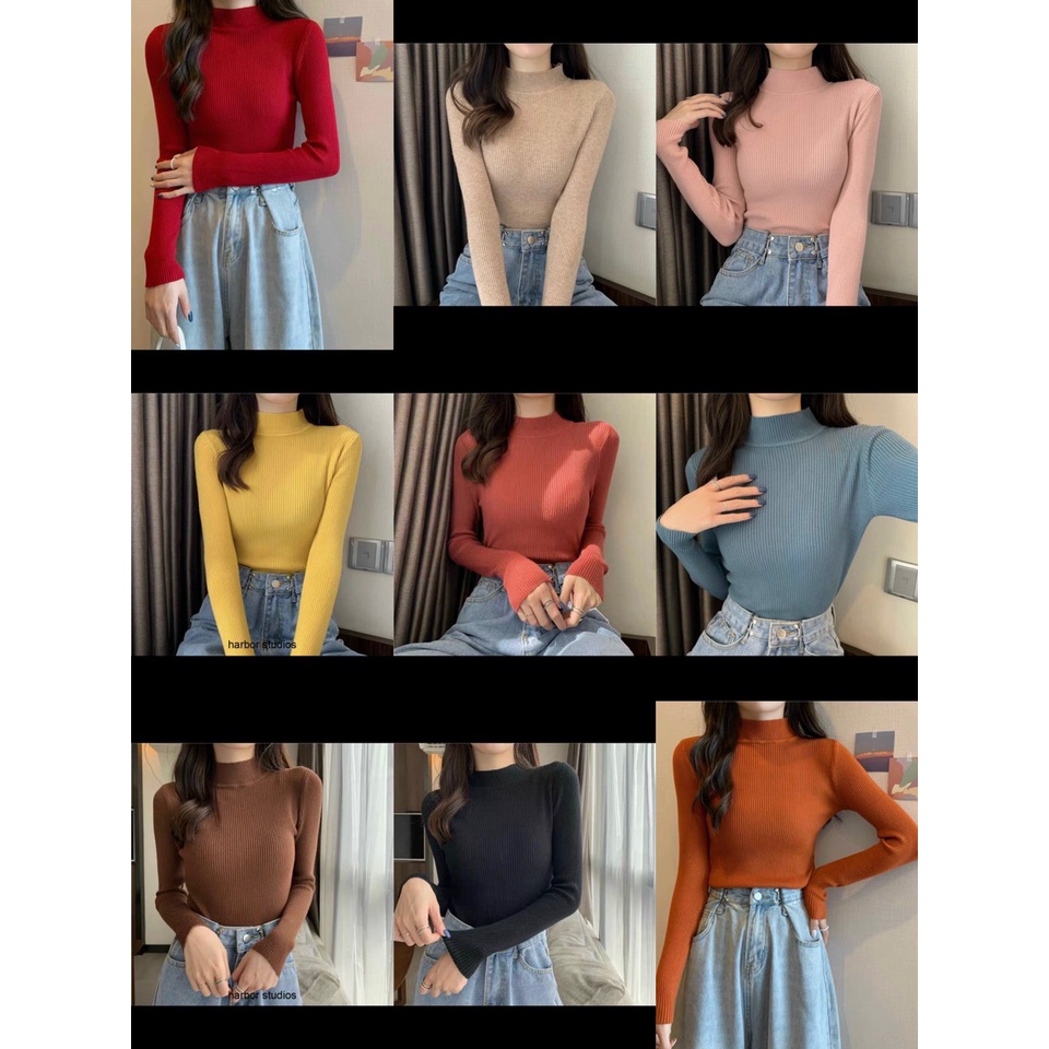 Áo len tăm nữ mềm mại co giãn, áo giữ nhiệt cổ 3 phân nhiều màu dễ phối đồ - Almaz Fashion