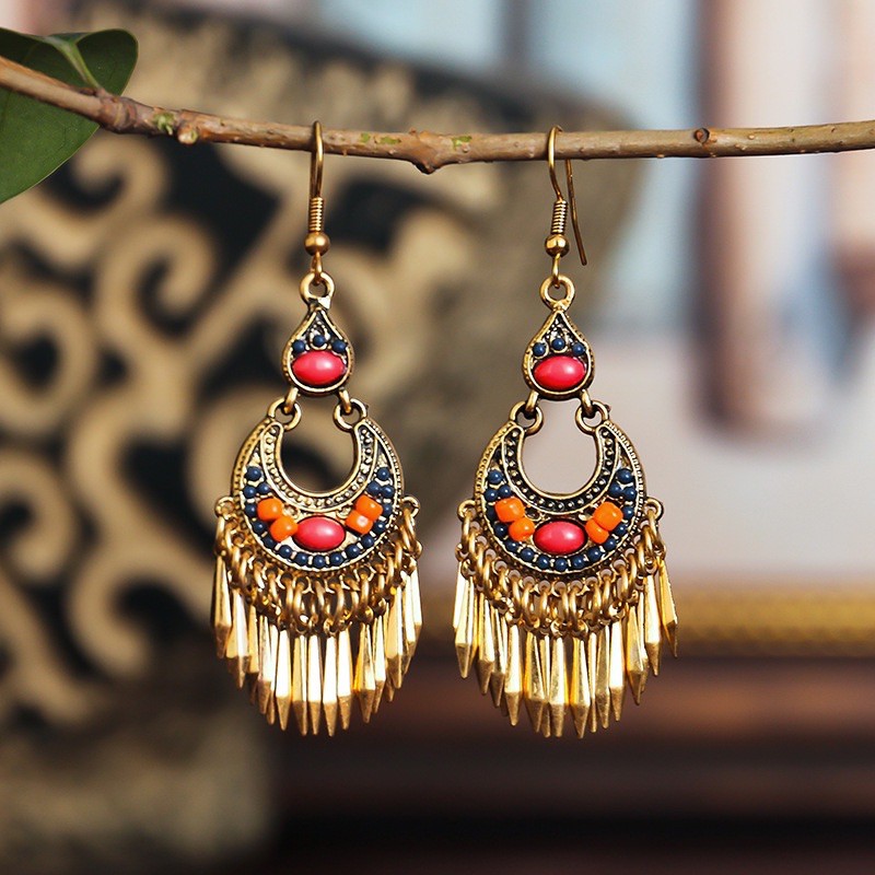 Hoa tai vintage khuyên tai du mục phong cách cổ trang - Khanturban.vn