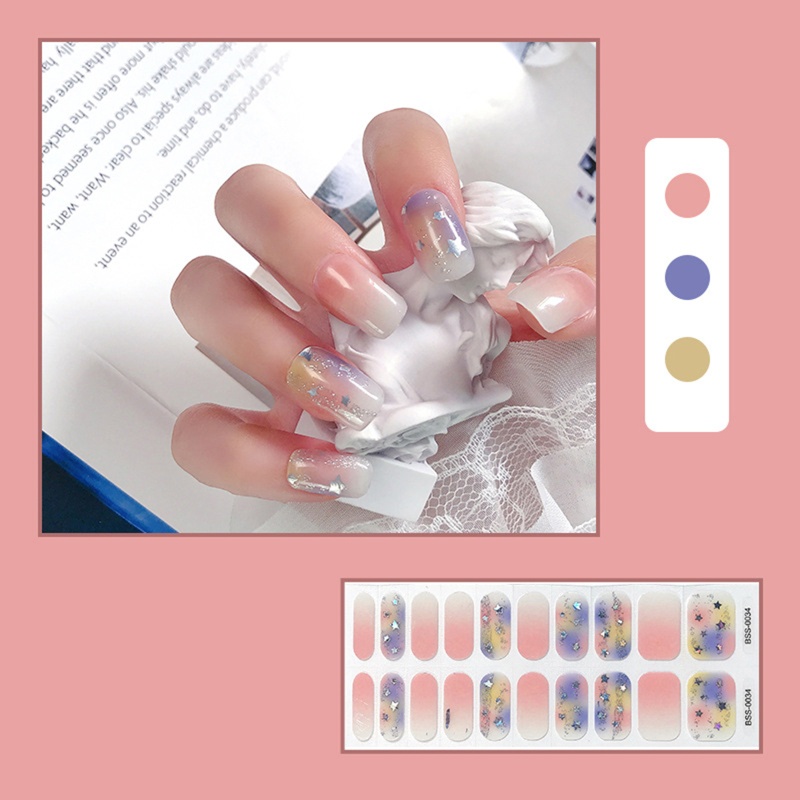 Set 20 Miếng Dán Gel Bán Nguyệt Trang Trí Móng Tay