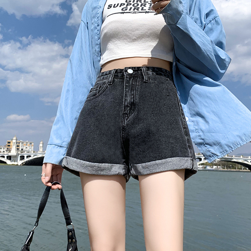 Quần Short Denim Ống Rộng Thời Trang Cá Tính Cho Nữ