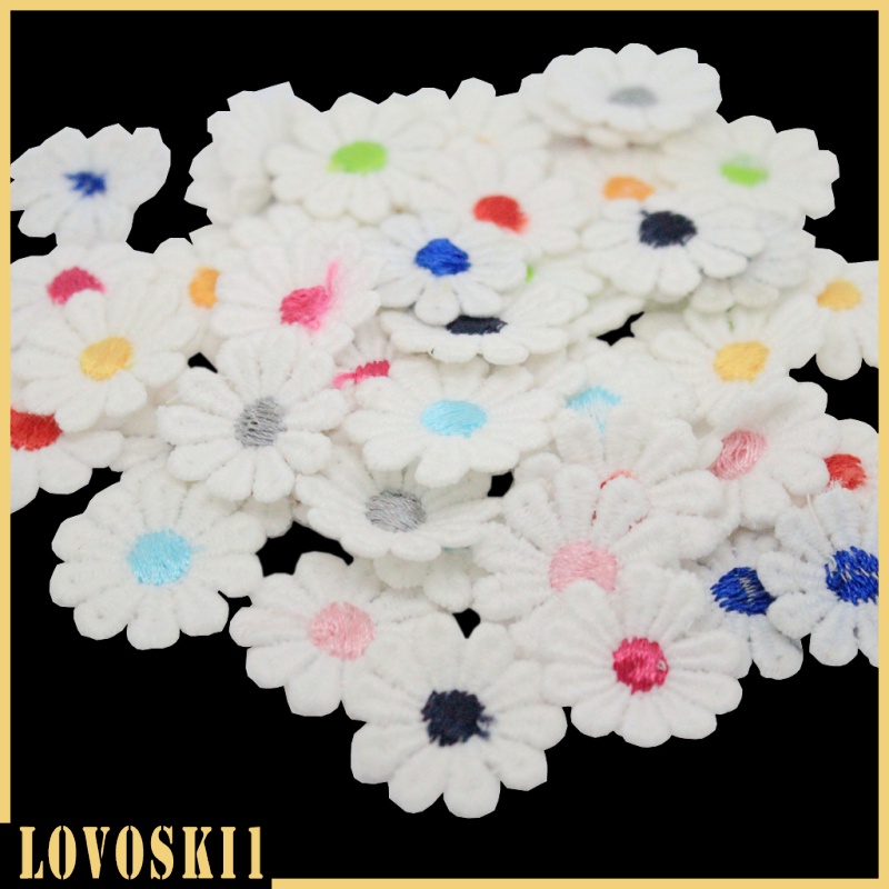 [LOVOSKI1]50Pcs SMALL DAISY FLOWER Embroidered Sew On Patches for Bags Clothes Decor