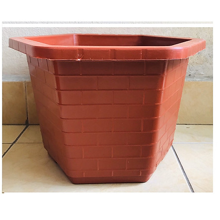 10 Chậu nhựa lục giác FAB380 (A380), chậu nhựa giả sành - KT 26x 20cm.