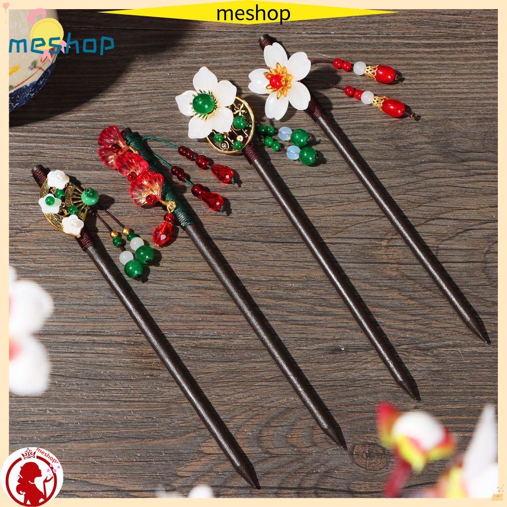 ❦ME❦ Gỗ mun Tua làm bằng tay Que gắp tóc Phong cách cổ điển Hoa Kẹp tóc Dụng cụ tạo kiểu tóc Phụ kiện tóc tinh tế