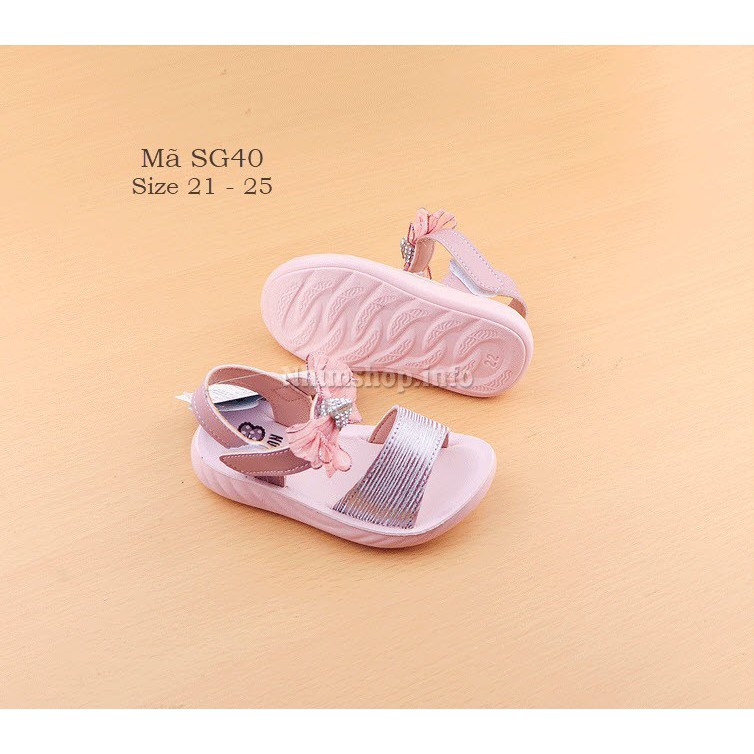 Sandal bé gái 1 - 3 tuổi gắn nơ xinh xắn phong cách Hàn Quốc SG40