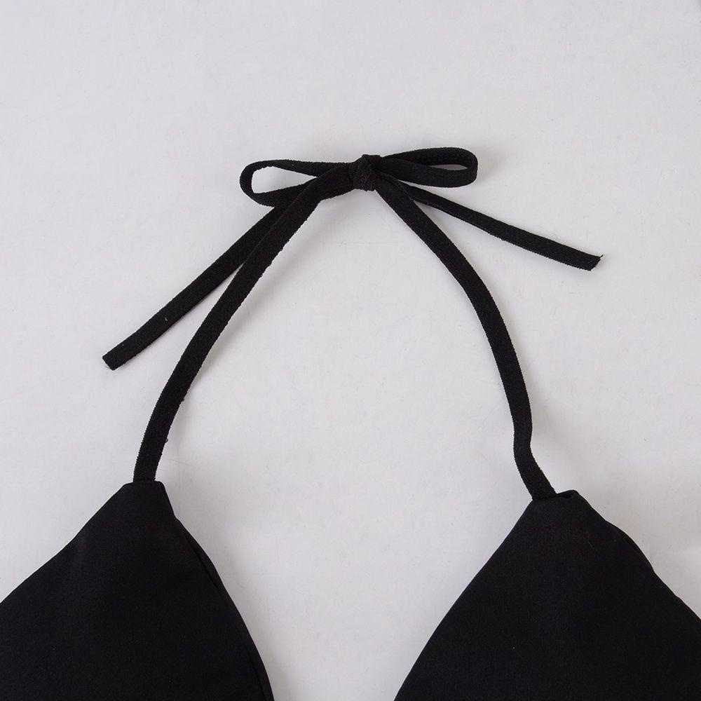 Bộ Đồ Bơi Bikini Hai Dây Nâng Ngực Màu Trơn Thời Trang Cho Nữ