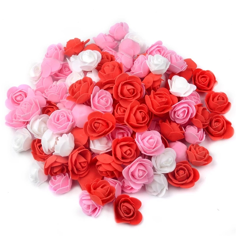 Set 10 đầu hoa hồng nhân tạo xốp 3.5cm dành cho trang trí vòng hoa đám cưới nhà cửa DIY handmade