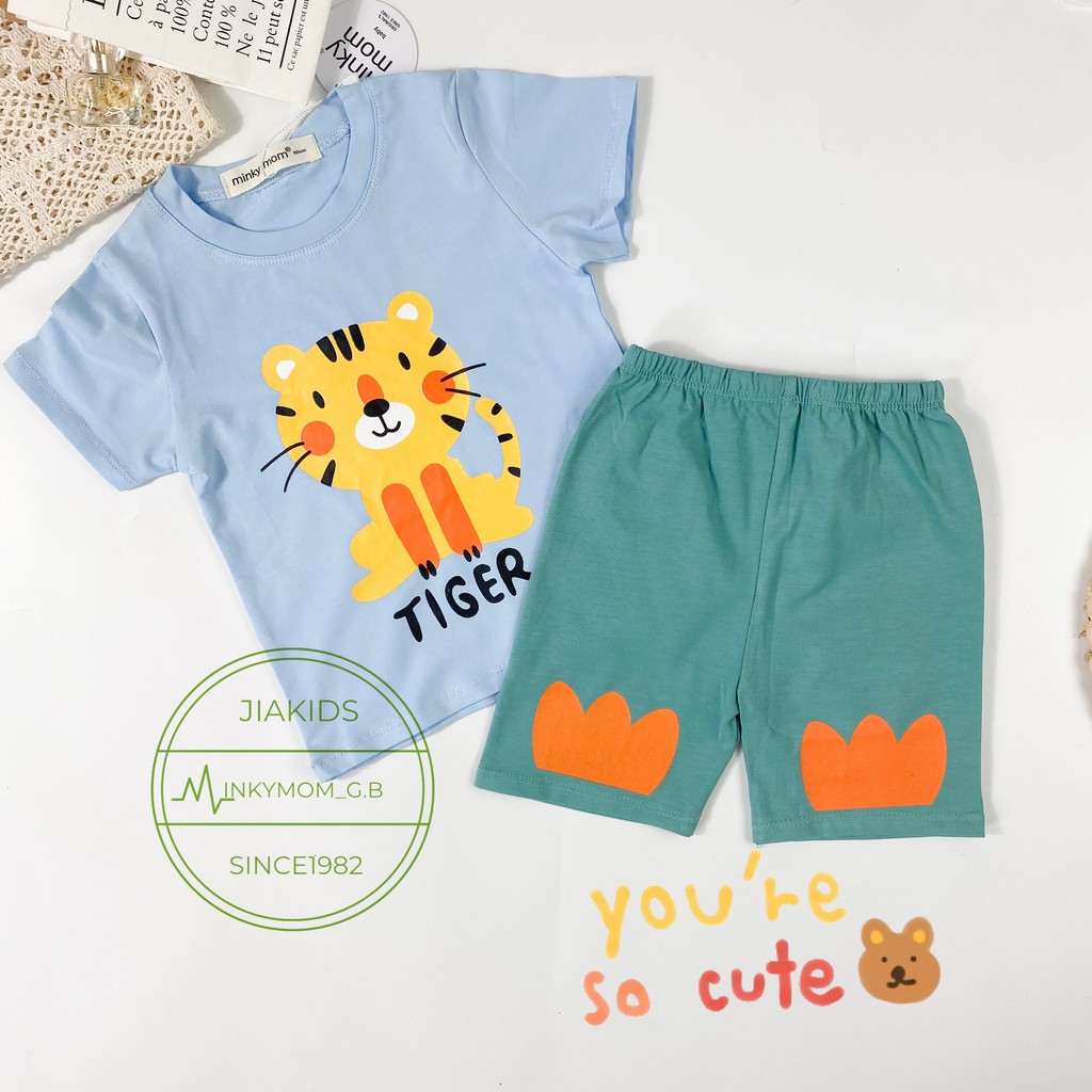 Mã 44FASHIONSALE1 giảm 10k đơn từ 50k Bộ Cộc Tay MINKY MOM COTTON 100% In Hình Động Vật Cho Bé TN-IN33