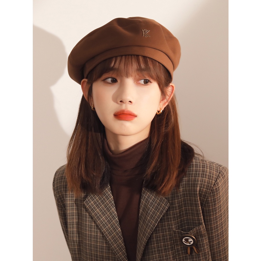 Mũ nồi vải len in chữ KK phong cách đường phố cá tính ngọt ngào cho nữ