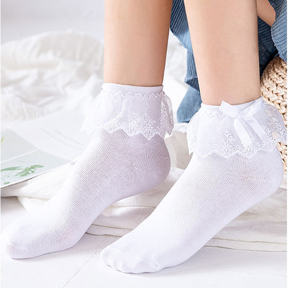 Đôi Vớ Cotton Thoáng Khí Đính Nơ Dễ Thương Dành Cho Bạn Nữ