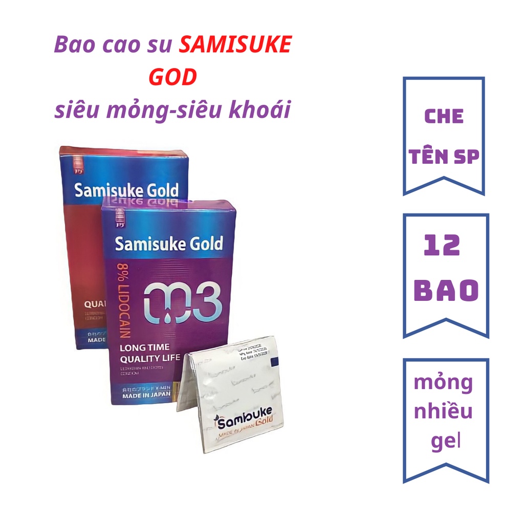 bao cao su samisuke gold chống xuất tinh sơm🔥 bcs mỏng kiểu truyền thống🔥 nhiều gel 🔥 hộp 12 chiếc HÀNG CHÍNH HÃNG