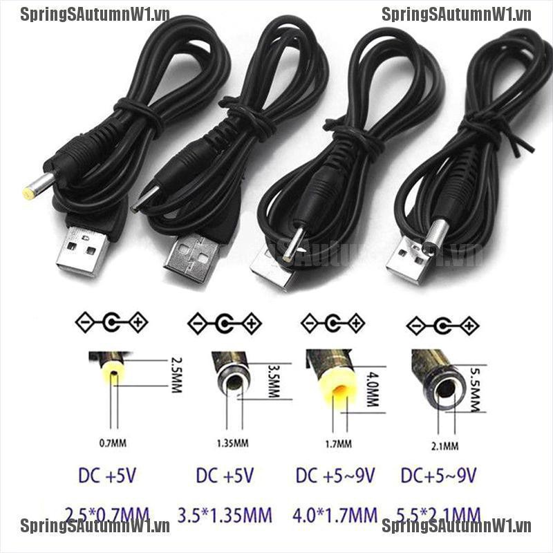 Cáp điện 5V DC nối cổng USB với giác cắm dạng thùng 2.5 3.5 4.0 5.5mm màu đen