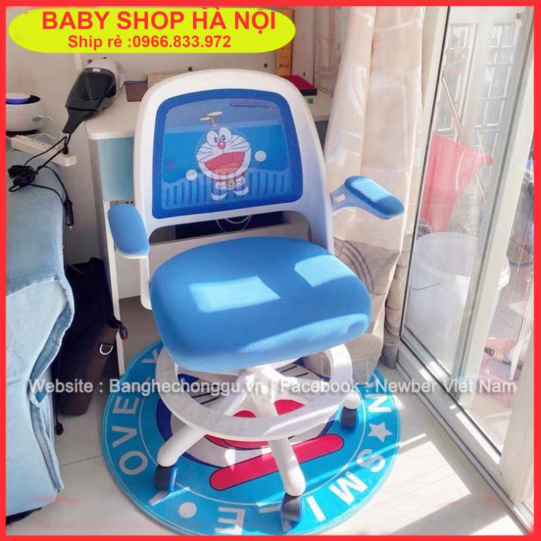 (Ship rẻ) Ghế học sinh Doremon chống gù Newber 250 (Trục cố định không xoay, Có kê chân, bánh xe tự khóa, tặng kèm thảm)