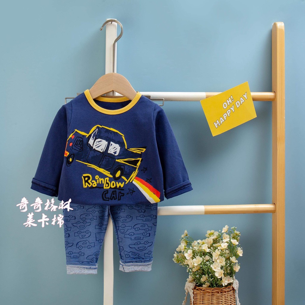 (QIQI 26-36kg)Đồ bộ bé trai quảng châu xuất hàn QIQI Quần áo trẻ em chất thun cotton cho bé trai từ 26-36kg (7-11 tuổi)