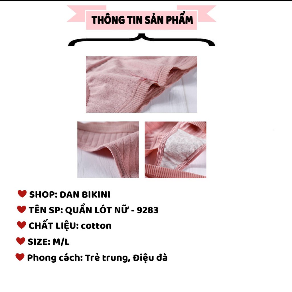 Quần Lót Lọt Khe - Quần Lọt Khe Nữ Cotton thiết kế gân tăm kháng khuẩn đính nơ nhỏ gợi cảm mã 9283