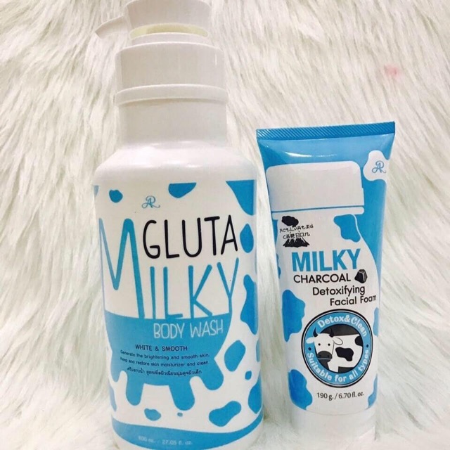 Sữa tắm bò Milky Gluta 800ml - Tặng kèm sữa rửa mặt milky gluta 190g