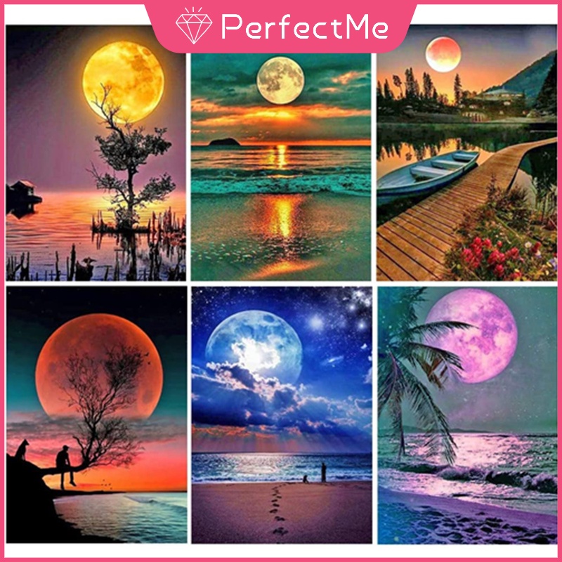 Bộ Tranh Đính Đá 5D Tự Làm 30x40cm Hình Phong Cảnh Hoàng Hôn