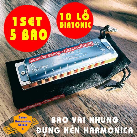 Bộ 5 Bao Nhung Đựng Kèn Harmonica Diatonic 10 Lỗ