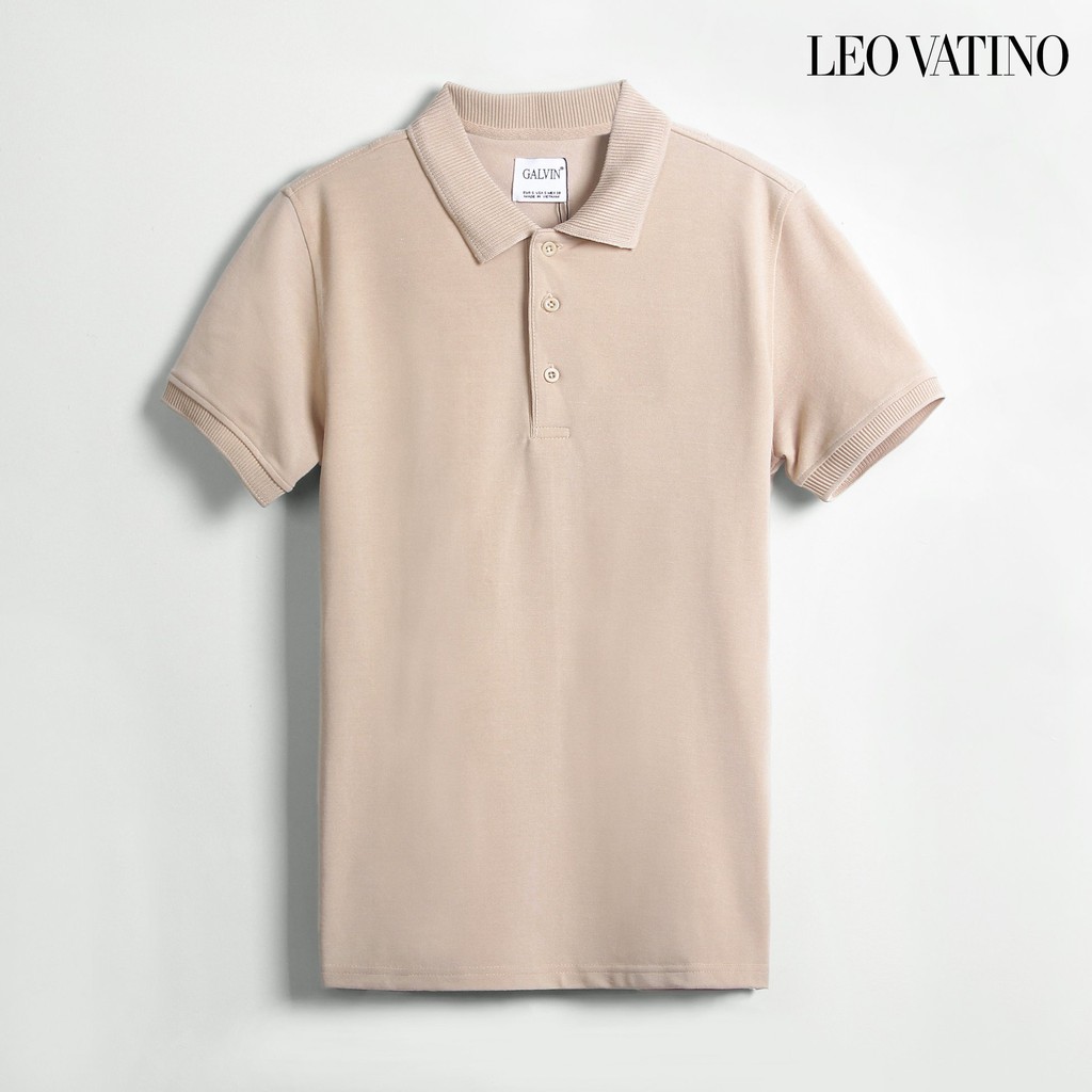 Áo phông thun polo nam Galvin cotton cá sấu trắng đen tay ngắn lỡ cổ bẻ Leo Vatino 12A