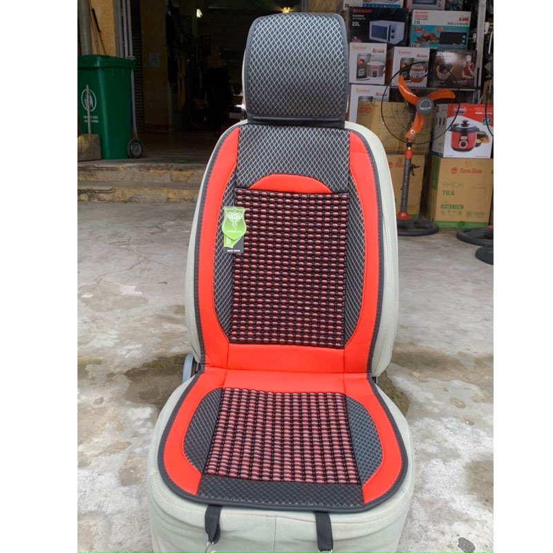 Bọc Ghế Ô Tô Hạt Gỗ - Lót Ghế Ô Tô Hạt Gỗ Massage Chống Nóng, Áo Ghế Ô Tô Lót Liền Hạt Gỗ Masa Lưng Chất Liệu Da Cao Cấp