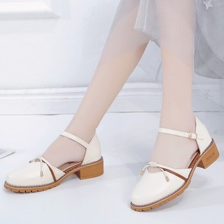 Sandal Nữ ULZZANG Bít Mũi Đế Thấp 3 Phân