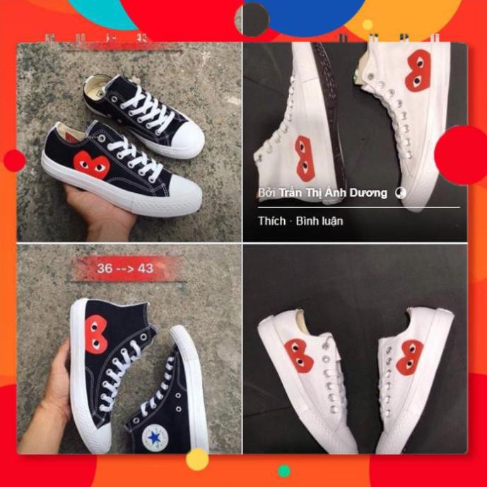 . [ FULL BOX ] Giày convers play heart 2 màu cao thấp uy tín : -aq1