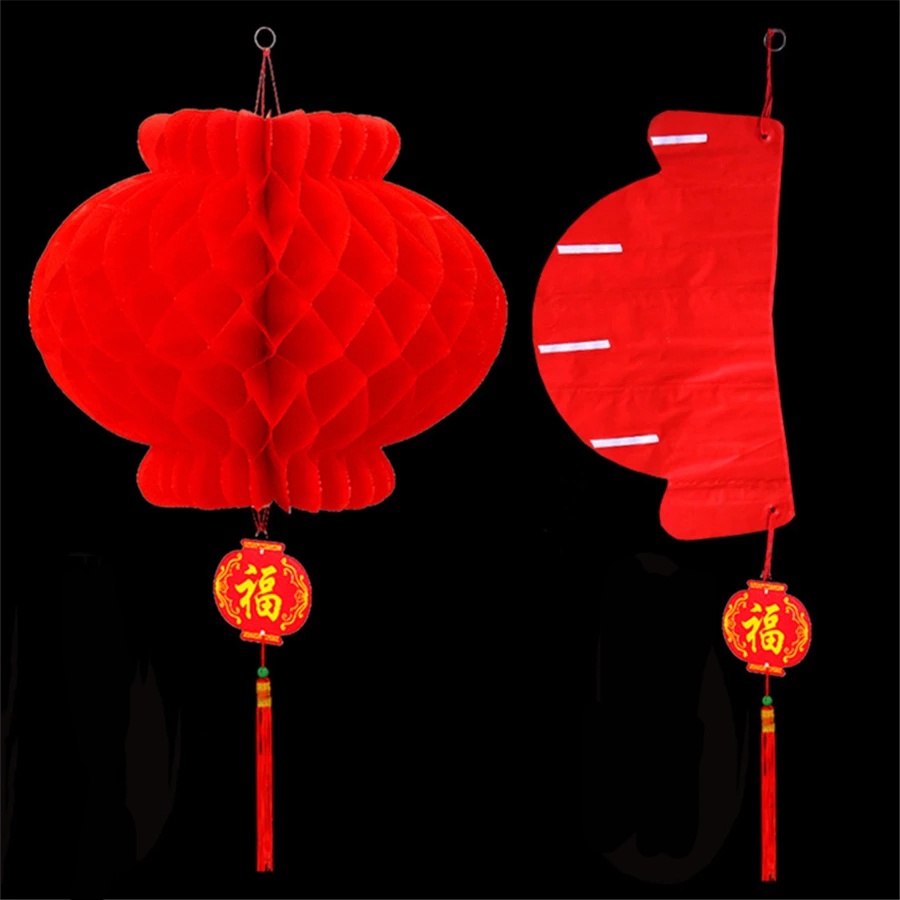 Lồng Đèn Giấy Màu Đỏ Treo Trang Trí Năm Mới Phong Cách Trung Hoa