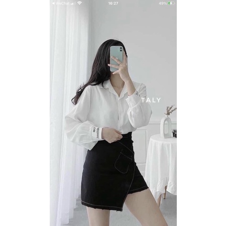 Sơmi nữ màu trắng tay chữ dáng Over size không nhăn chất dày dặn