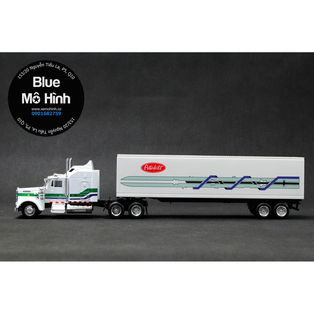 Mô hình xe đầu kéo container Kenworth Trắng 1:43